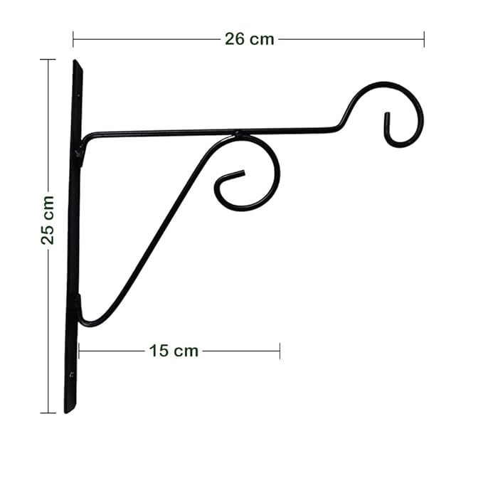 Metal Hanging Hooks, Holder for Indoor Outdoor Planters - Black - Pack of 2 (Wall mounting - 2)