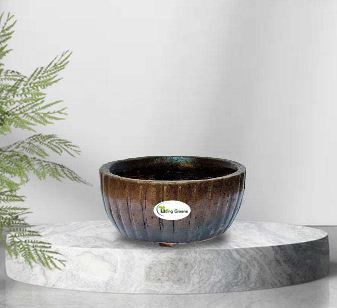 Handmade Brown Ceramic Pot / Bonsai Pot