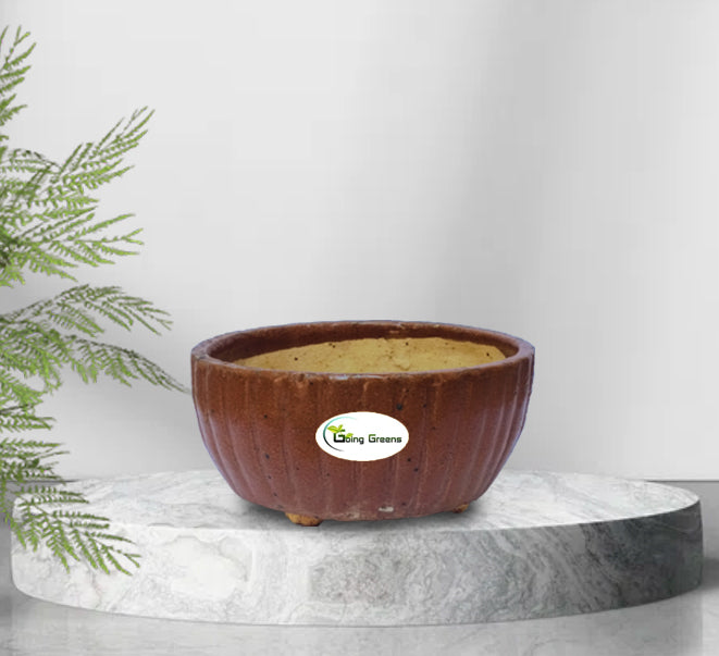 Handmade Brown Ceramic Pot / Bonsai Pot