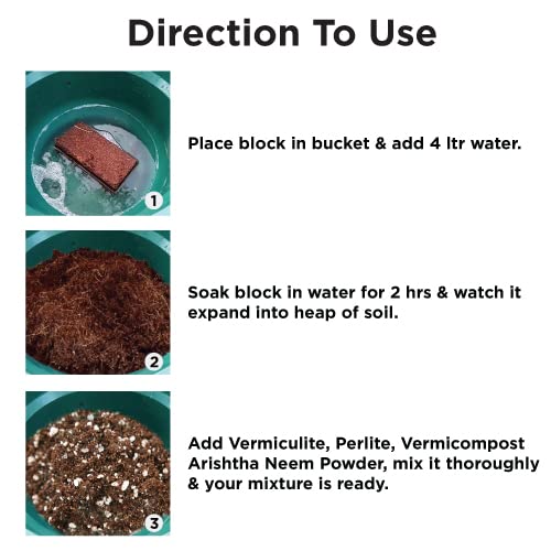 Make Your Own Potting Soil Kit [ Combo of Coco Peat Brick, Organic Vermicompost, Aristha Neem Fertilizer, Perlite & Vermiculite ]